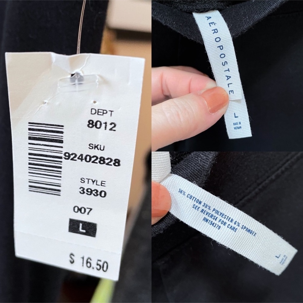 🫶 NWT Aeropostale Mid-Rise Perfect Black Leggings Large - Picture 2 of 4